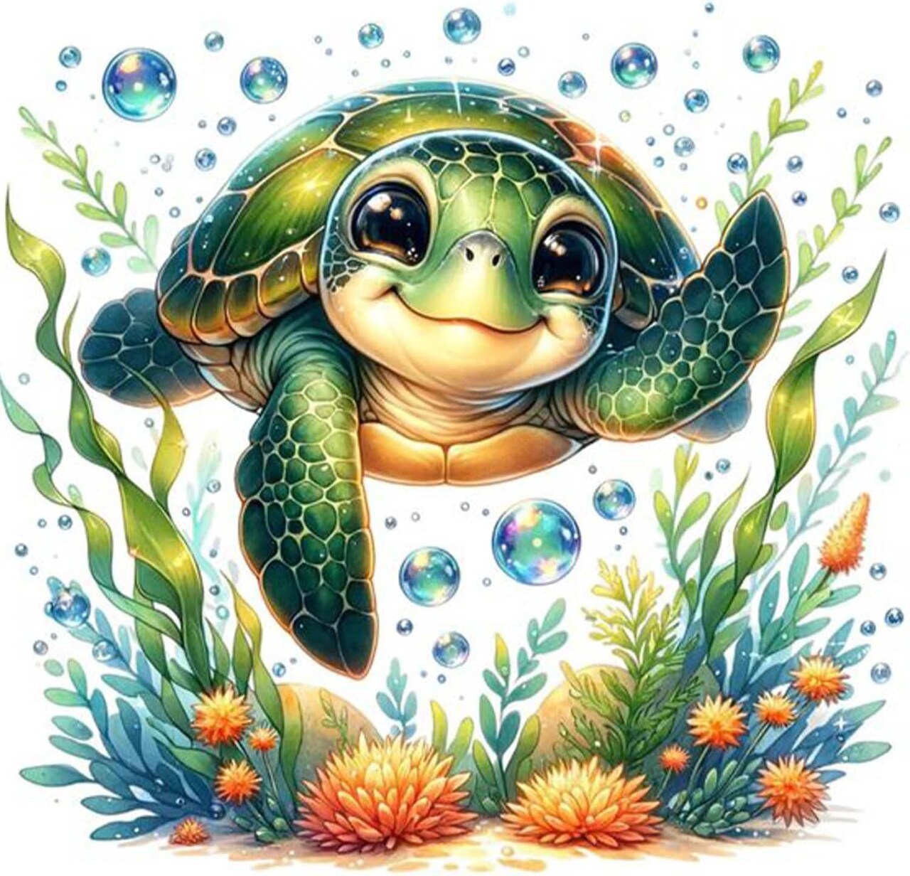 Sea Turtle Cross Stitch Kits for Adults Beginner,Counted Cross Stitch Kits Printed Stitching Cute Patterns Dimensions Needlepoint Art Crafts Embroidery Kits for Adults Beginners (13.7x13.7 inch)